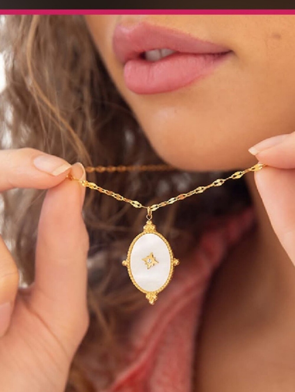 Gold Mother-of-Pearl Starburst Pendant Necklace